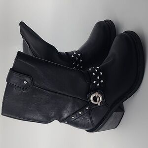 Harley Davidson Riding Boots Studded Black Leather Motorcycle Womens 5.5M